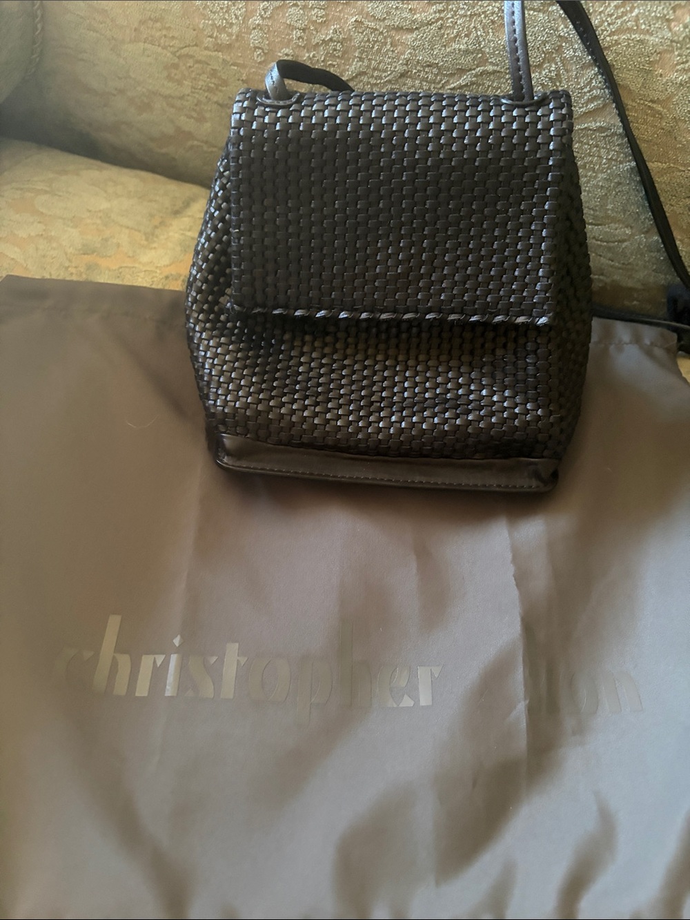 Christopher Kon Classic Black Woven Crossbody Bag